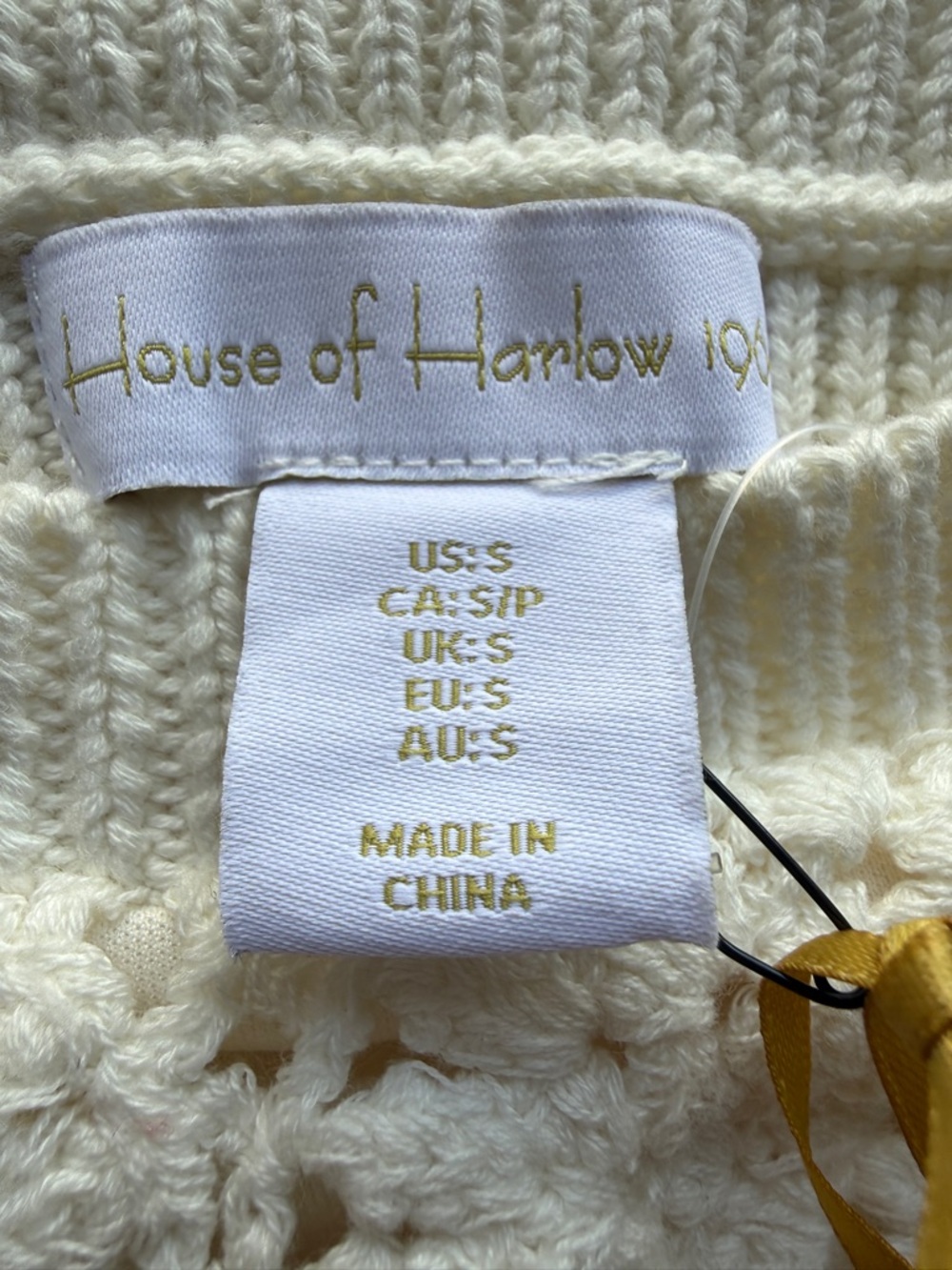 House Of Harlow Crochet Knit 2 Piece Set Ivory Boho Resort Skirt Set NWT - Picture 12 of 12